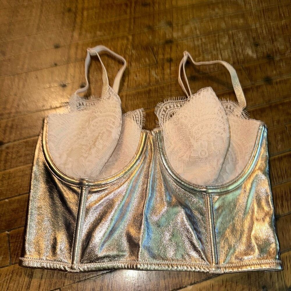 Victoria’s Secret Dream Angels metallic gold corset 32C bra